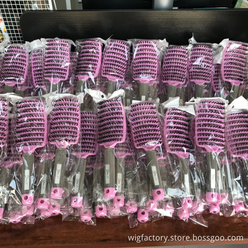 Anti-static Heat-resistant Curved Vent Boar Bristle detangling hair brush Massage Combs for Pro Hair Salon Barber Hair Styling